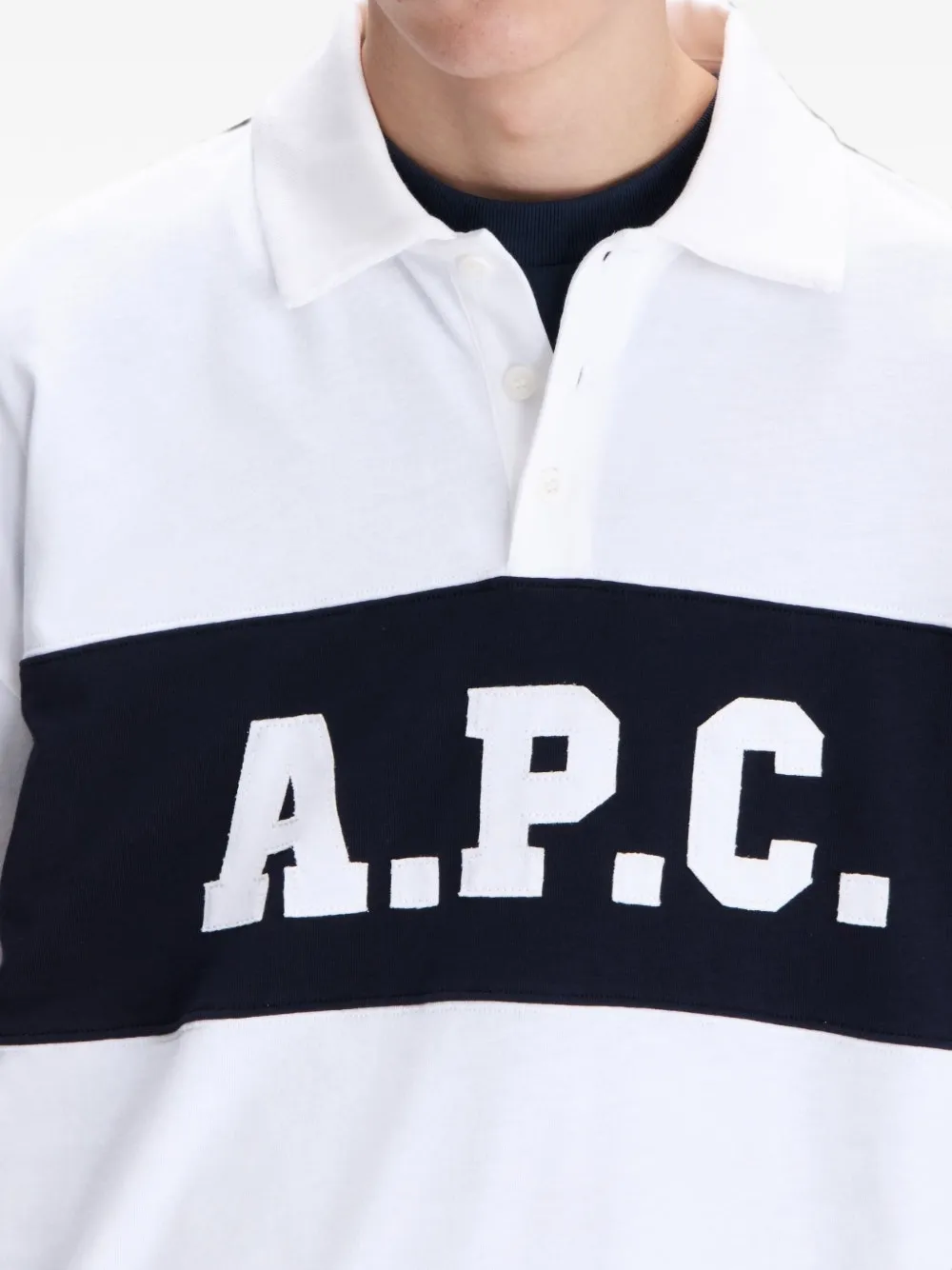 A.P.C. Poloshirt met logo-print en rugby-stijl Wit