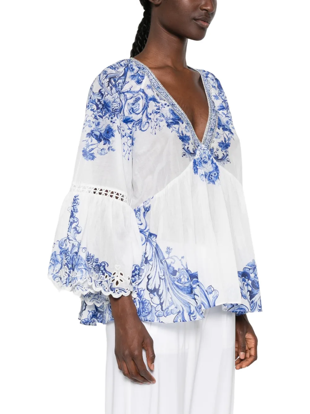 Camilla Shirt met bloemenprint Wit