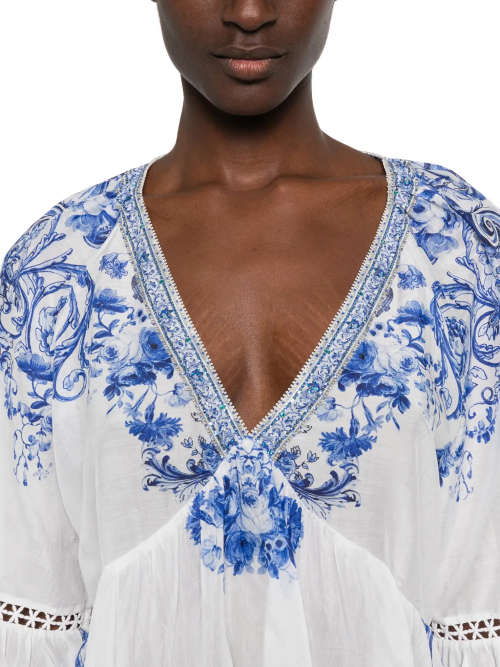 Camilla Shirt met bloemenprint Wit