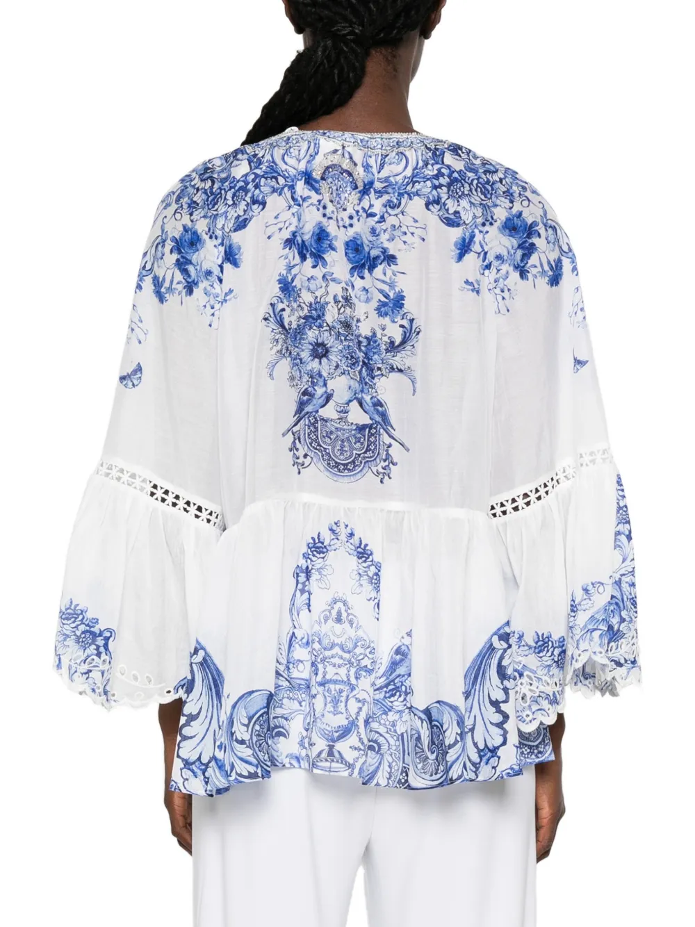 Camilla Shirt met bloemenprint Wit