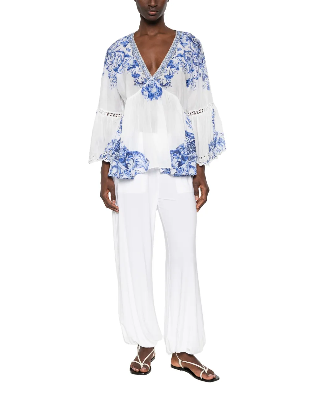 Camilla Shirt met bloemenprint Wit