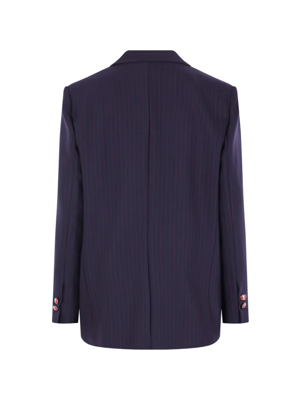 Elisabetta Franchi Blazer met krijtstreep en logo-knoop Blauw