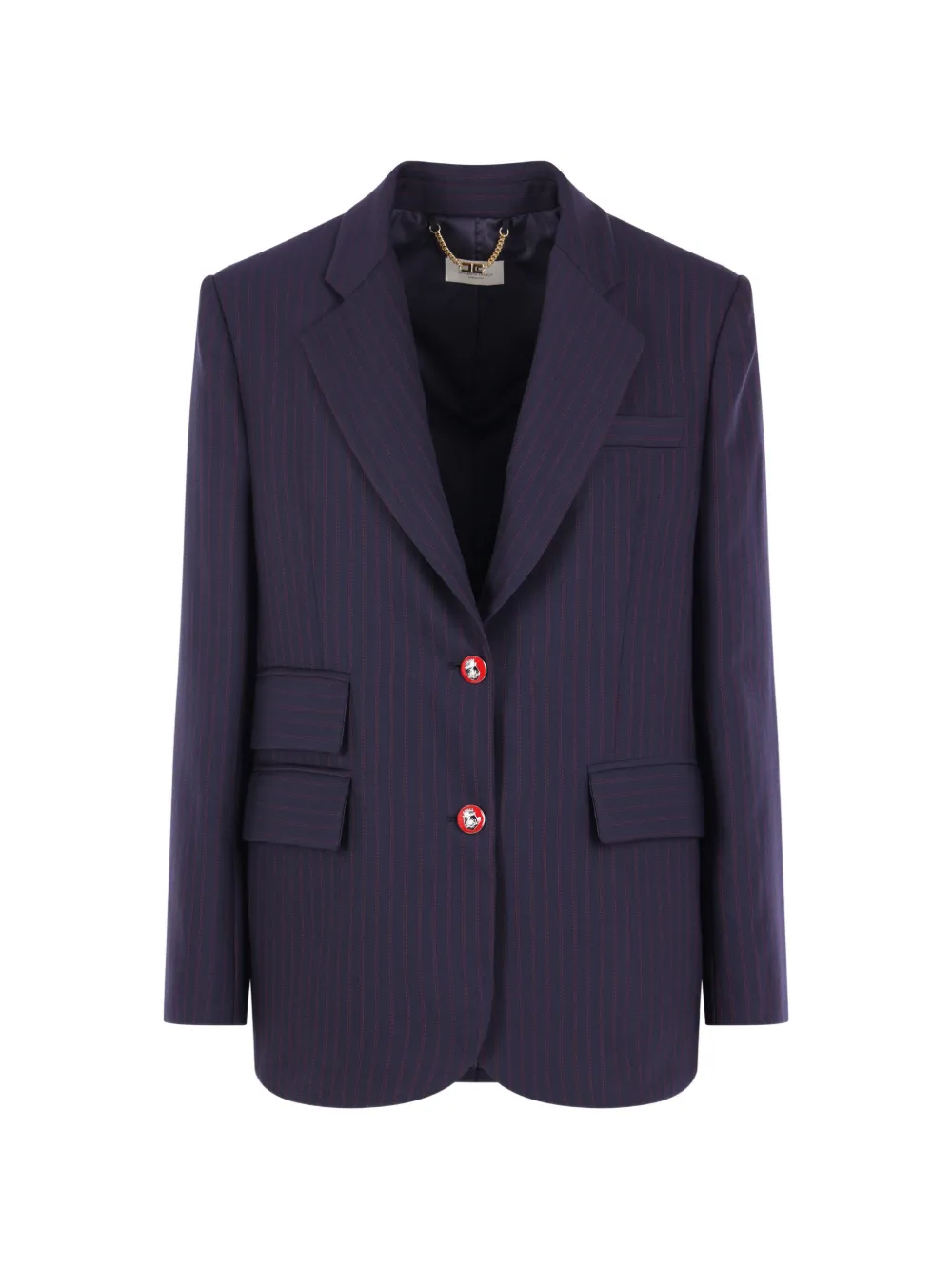 Elisabetta Franchi Blazer mit Nadelstreifen und Logo-Knöpfen - Blau