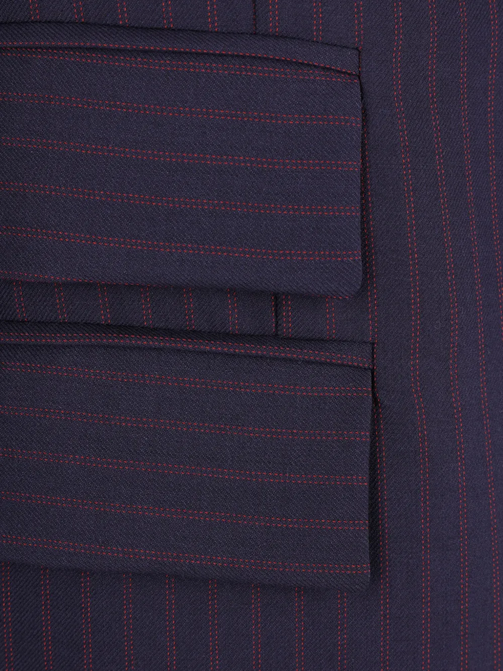 Elisabetta Franchi Blazer met krijtstreep en logo-knoop Blauw