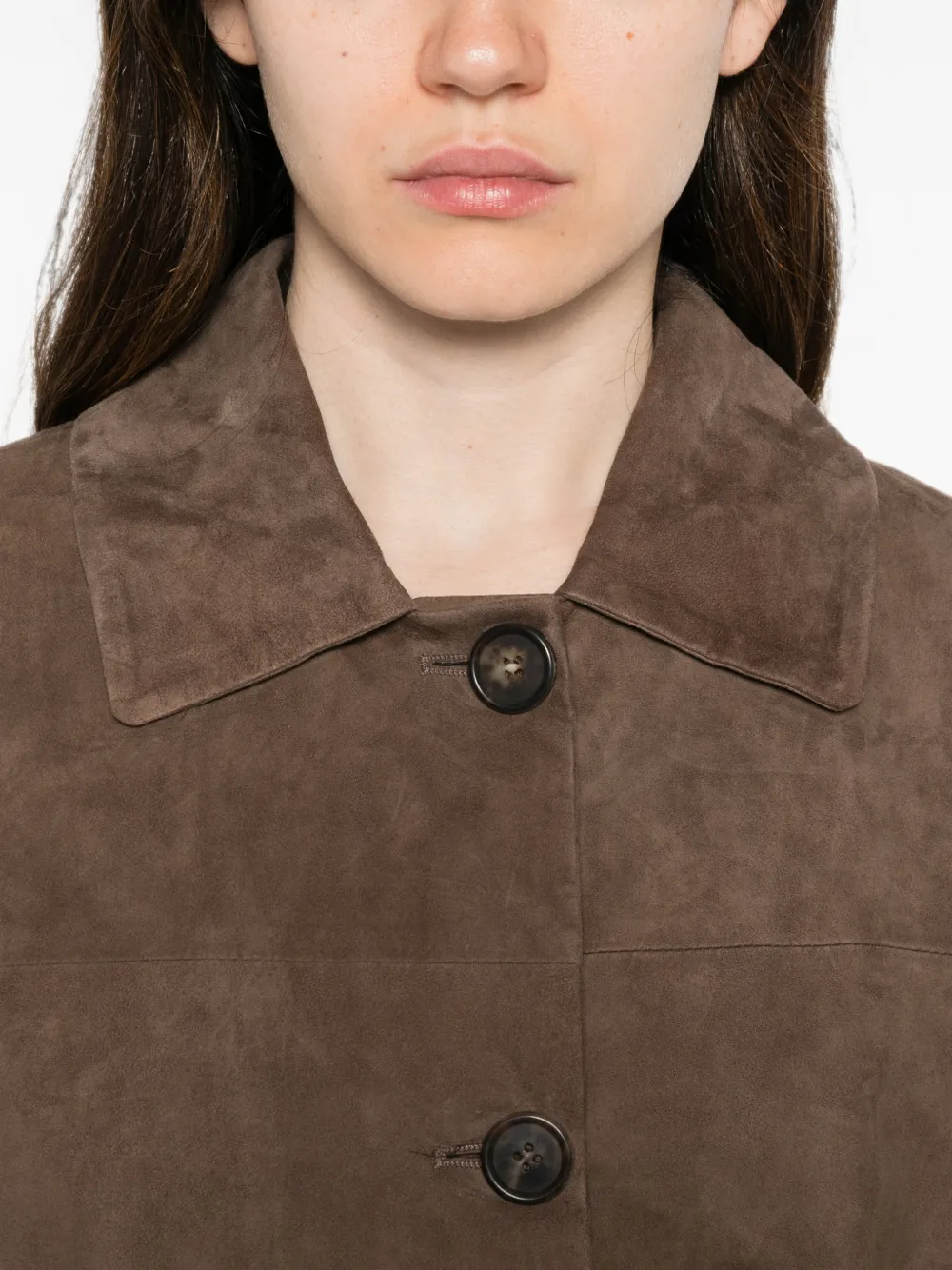 'S Max Mara Smmastrale leren jack met knoopsluiting Bruin