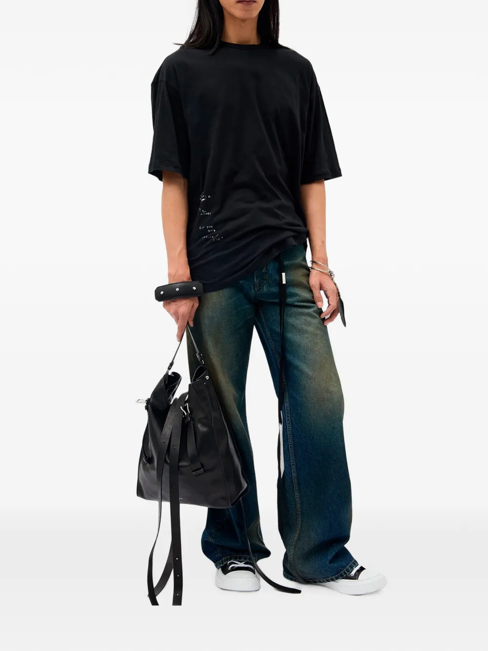 Ann Demeulemeester Dieter T-shirt met grafische print Zwart