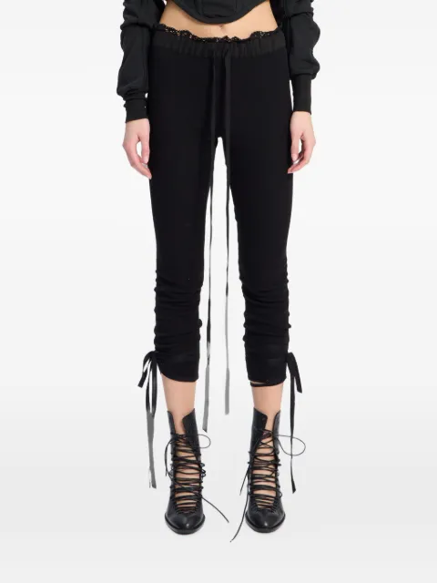 Ann Demeulemeester pantalones capri de tejido calado
