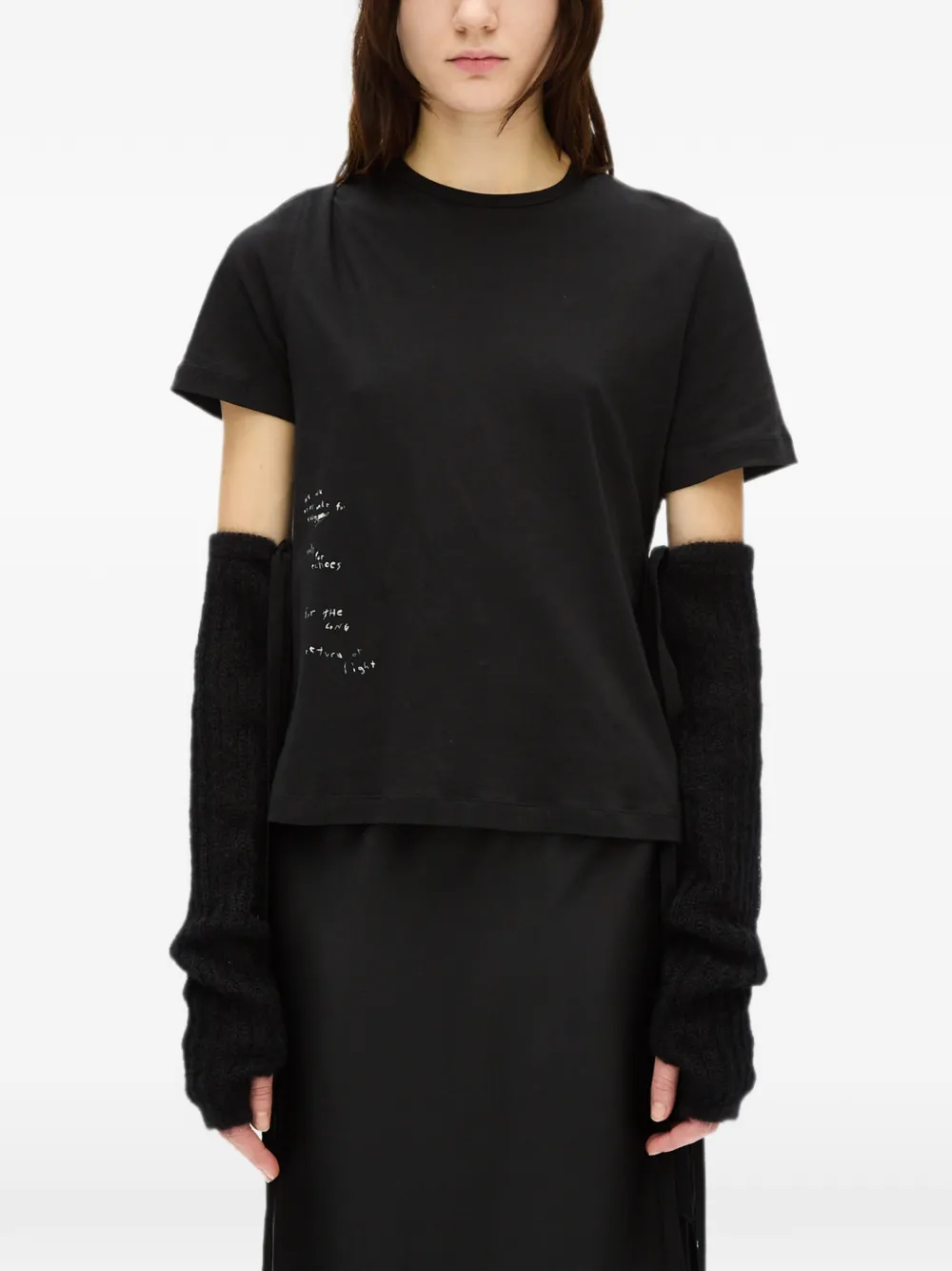 Ann Demeulemeester Mea rib-knit gauntlets - Nero