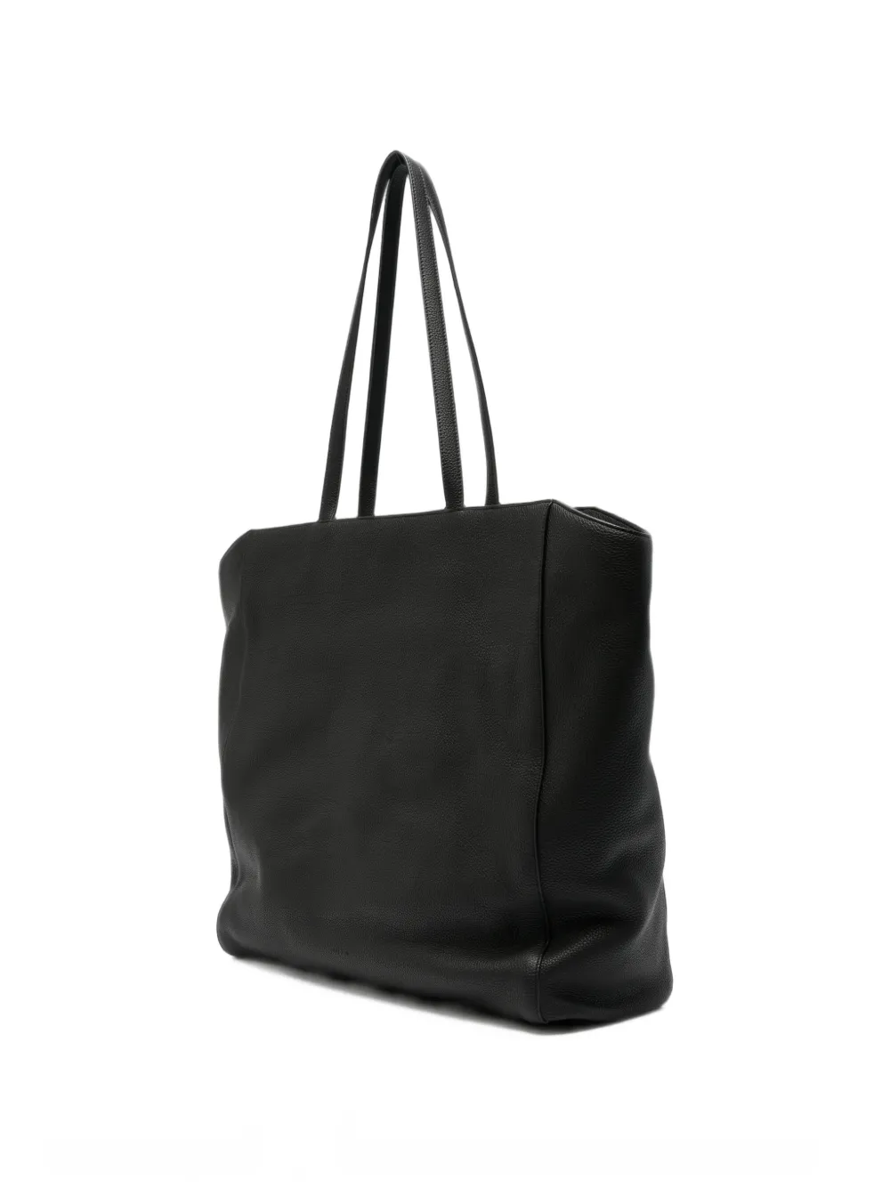 The Row Karolin leren shopper met textuur Zwart