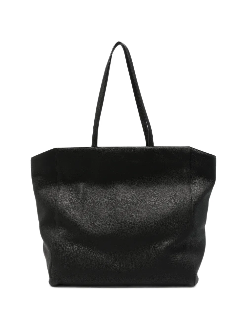 The Row Karolin Grained Leather Tote Bag In Black