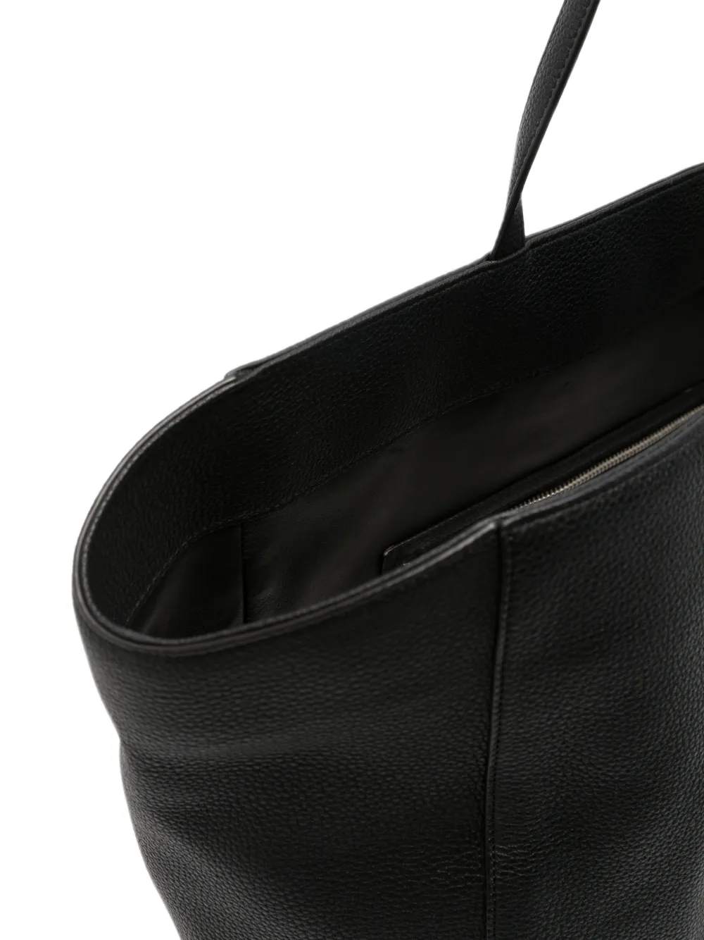 The Row Karolin leren shopper met textuur Zwart