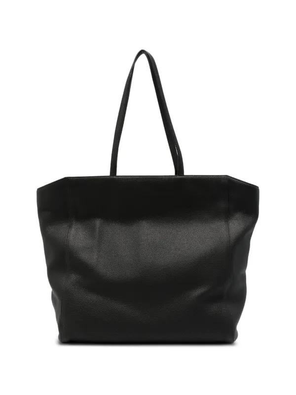 The Row Karolin Grained Leather Tote Bag in Black
