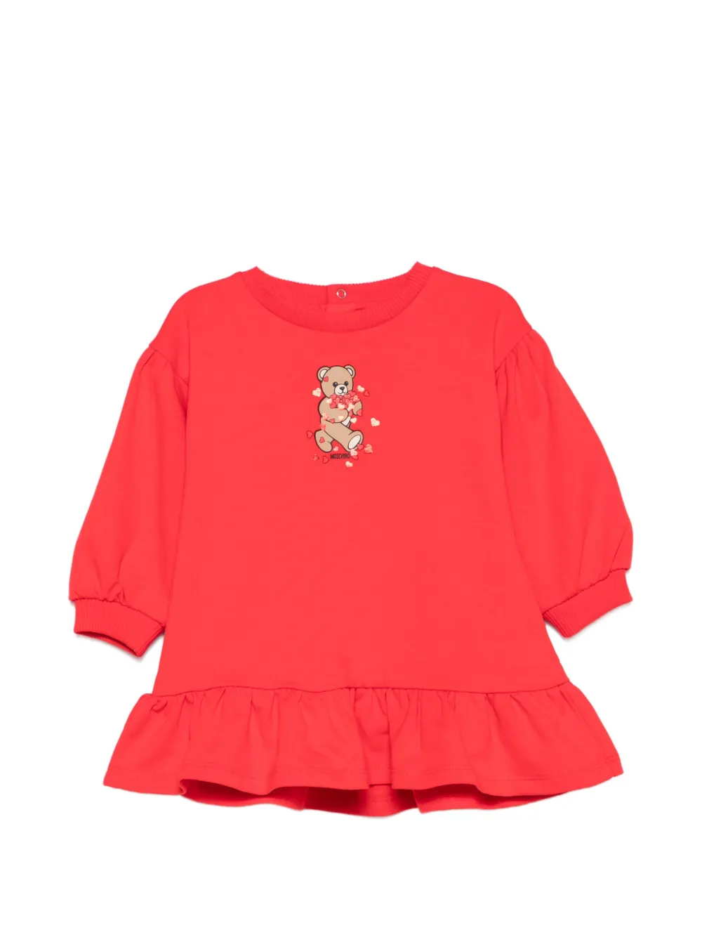 Moschino Kids Teddy Bear ruffled dress - Rosso