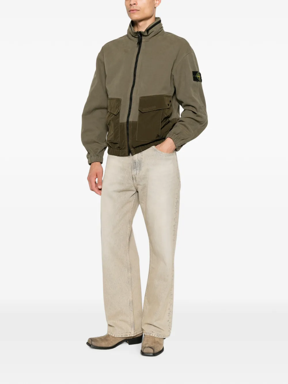 Stone Island 1200039 sweater van biologisch Panamakatoen en nylon Groen