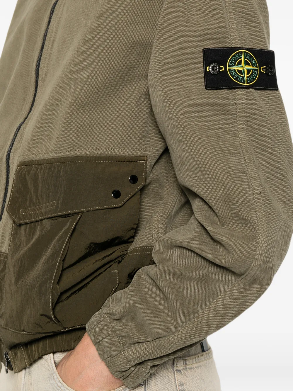 Stone Island 1200039 sweater van biologisch Panamakatoen en nylon Groen