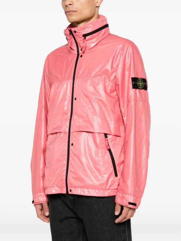 Stone Island zip-fastening logo-patch Jacket | Pink | FARFETCH