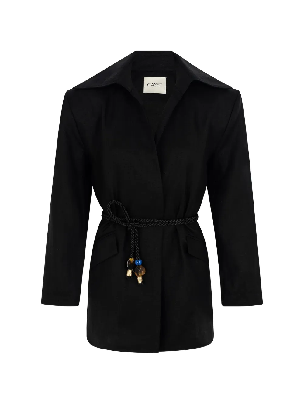 CAYET Julia beaded-rope belt shirt - Schwarz