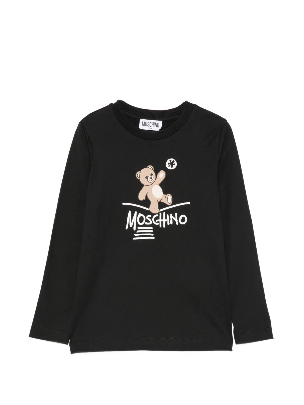 Moschino Kids Teddy Bear logo-print cotton T-shirt - Nero