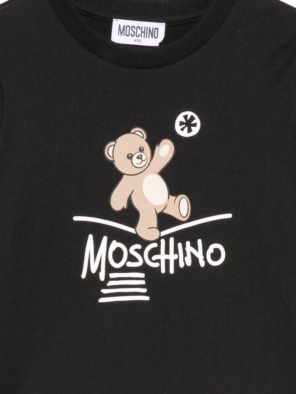 Moschino Kids Katoenen T-shirt met logoprint Zwart
