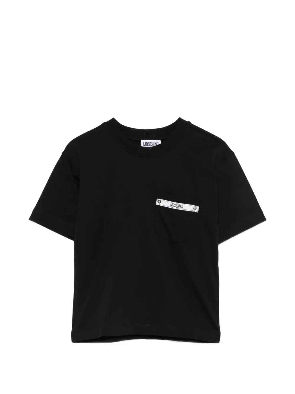 Moschino Kids logo-patch chest-pocket T-shirt - Nero