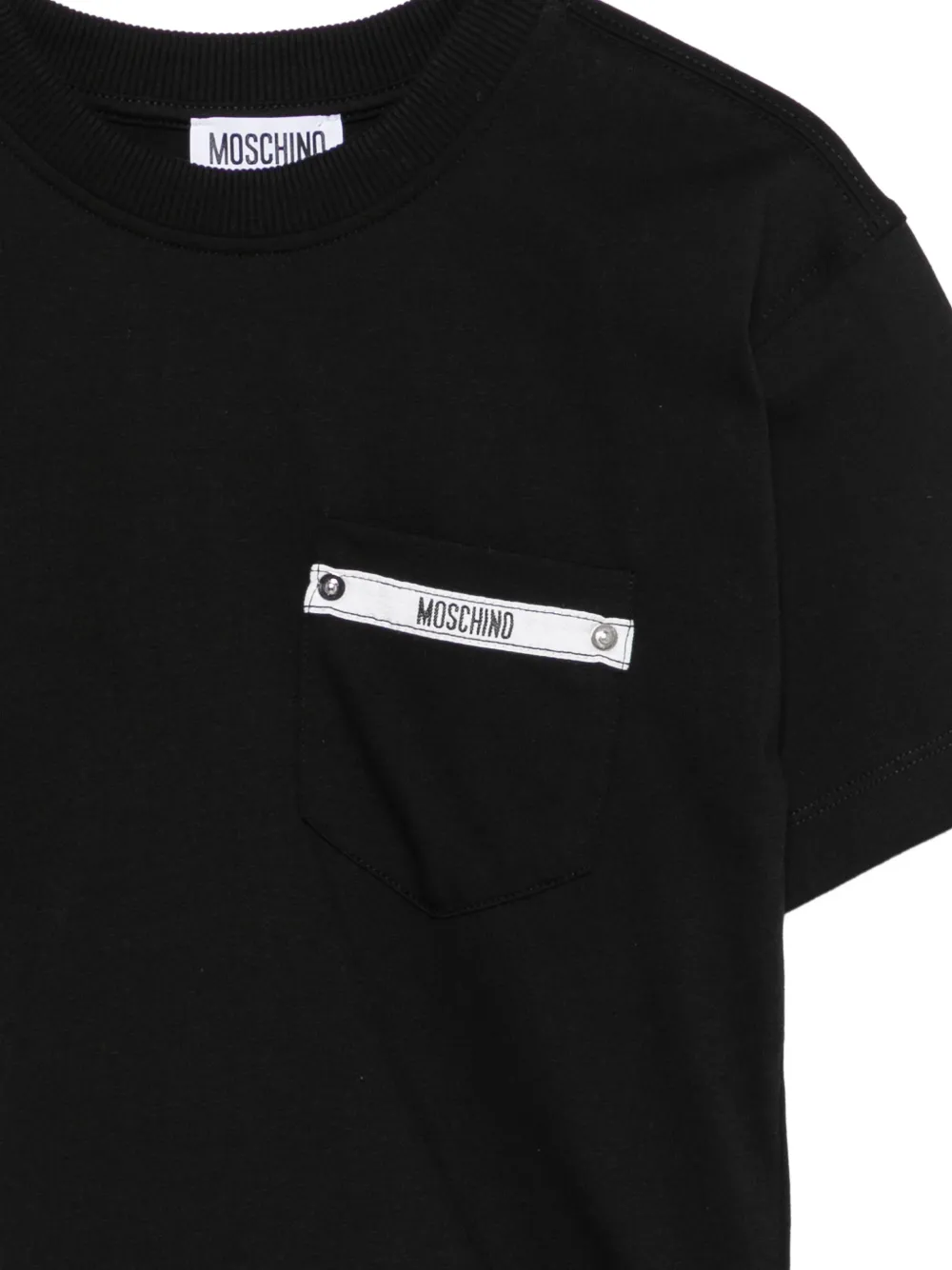 Moschino Kids T-shirt met logopatch en borstzak Zwart