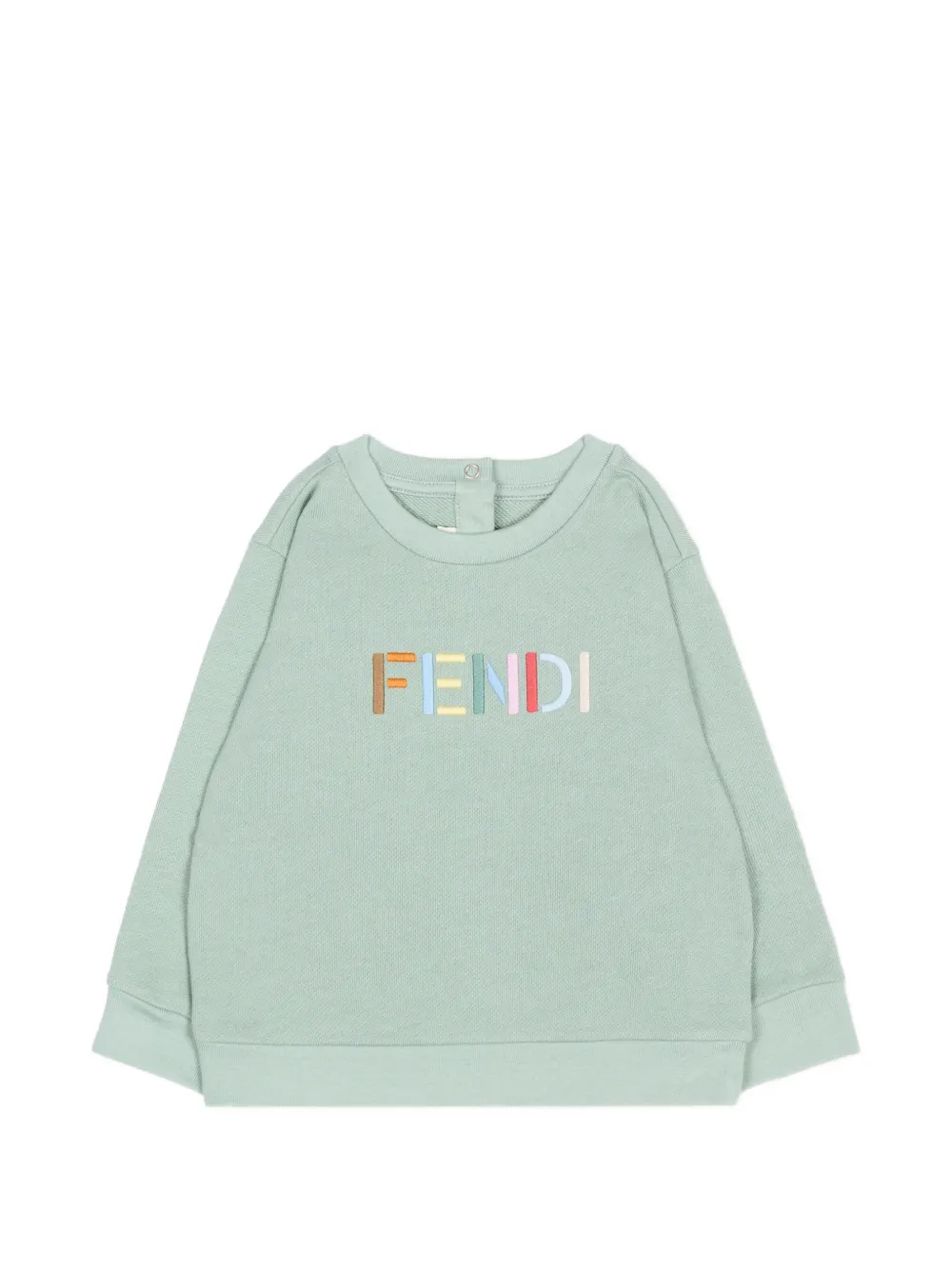 Fendi Kids logo-embroidered press-stud sweater - Verde
