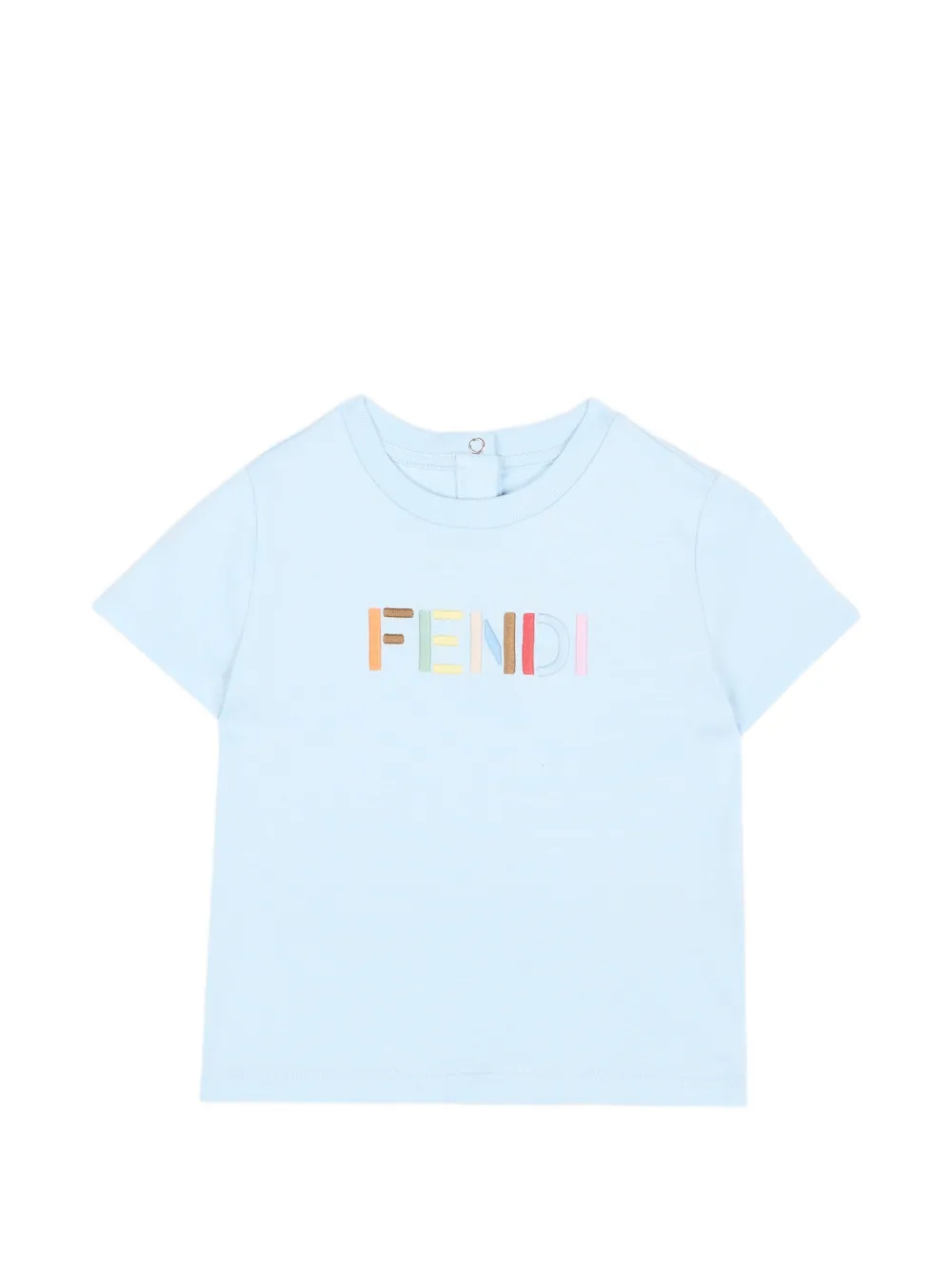 Fendi Kids logo-embroidered T-shirt - Blu