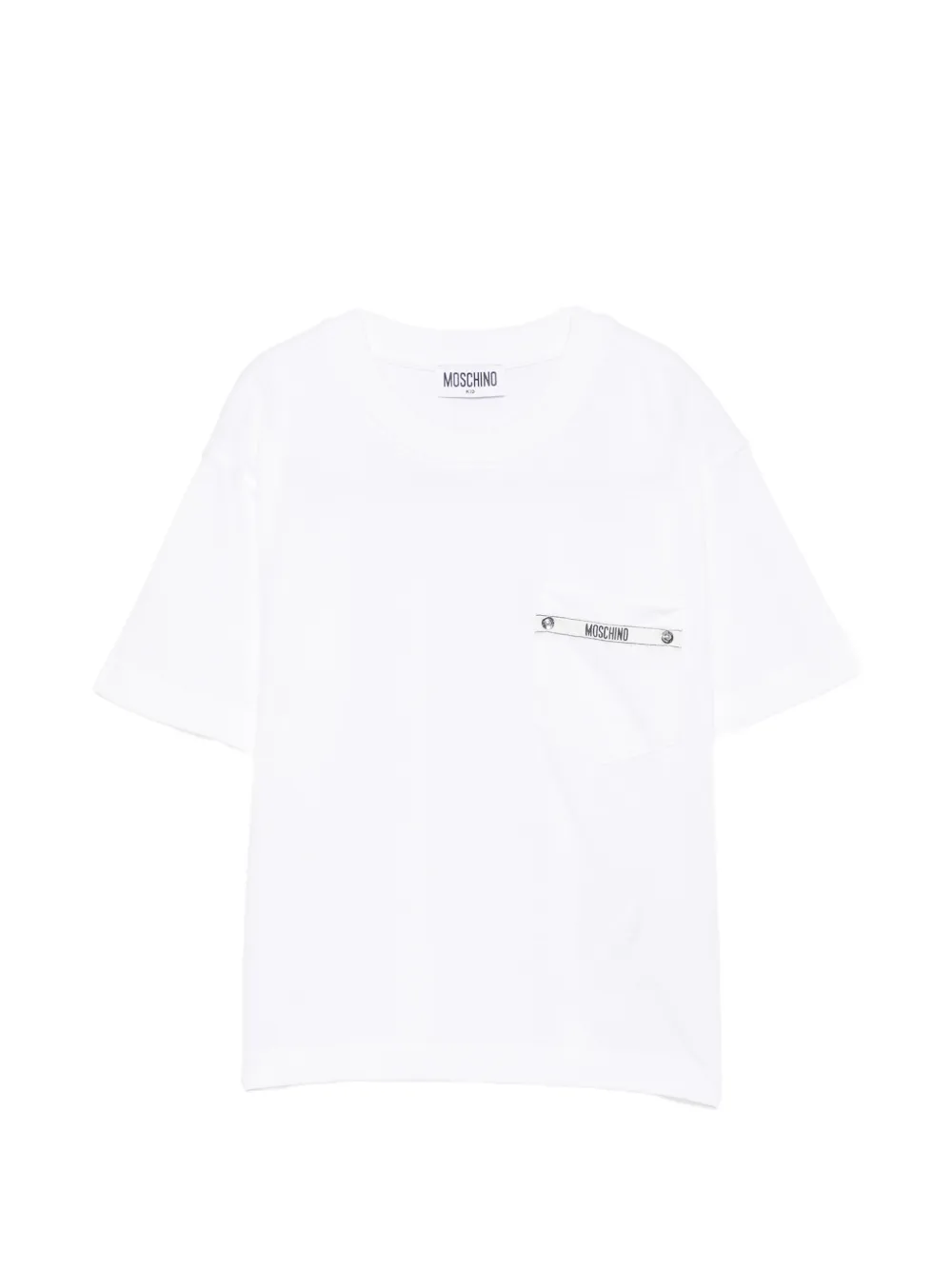 Moschino Kids logo-patch chest-pocket T-shirt - Weiß