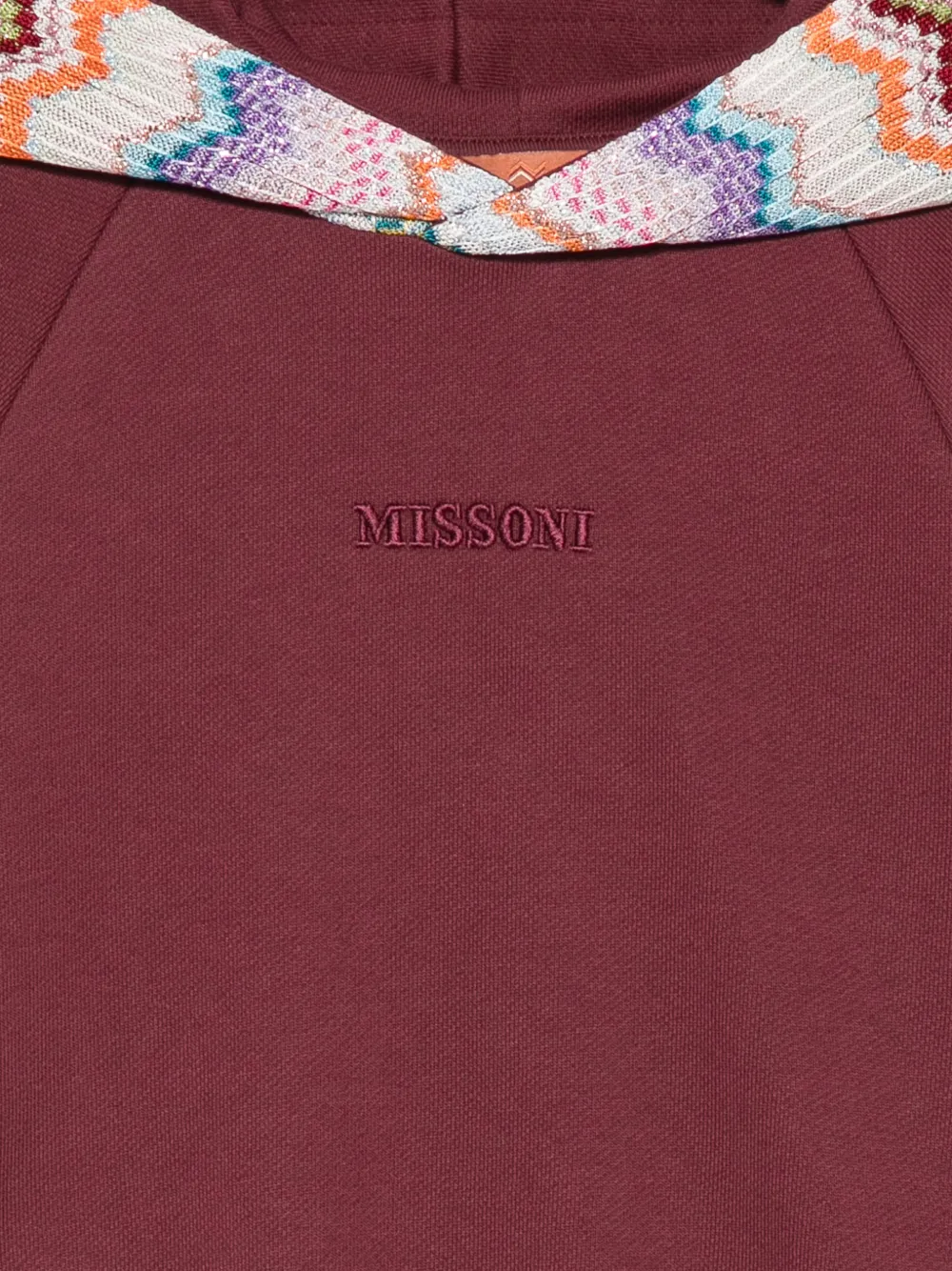 Missoni Kids Katoenen hoodie met geborduurd logo en zigzag-afwerking Rood