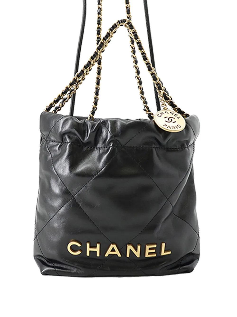CHANEL Pre-Owned Borsa a tracolla Shiny 22 mini in pelle di vitello 2021-2065 - Nero