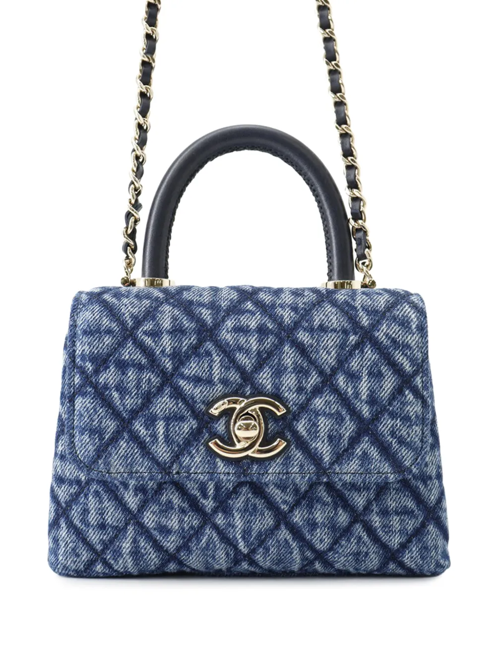 CHANEL Pre-Owned Borsa a tracolla Coco Top Handle Extra Mini trapuntata 2021-2026 - Blu