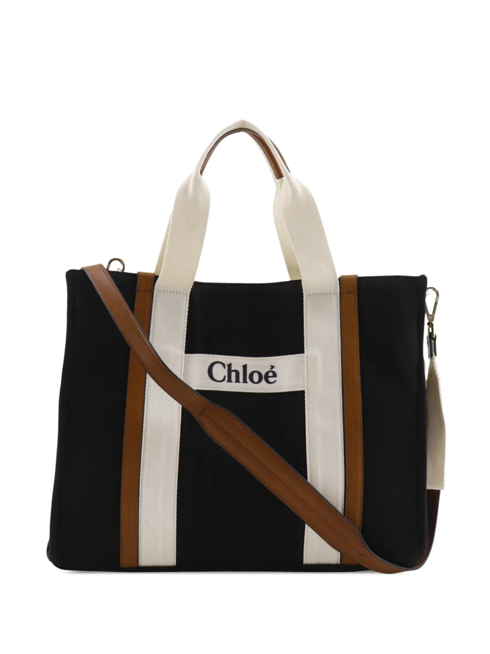 Pre-owned Chloé 2021-2026 Canvas Diaper Bag Satchel In Black