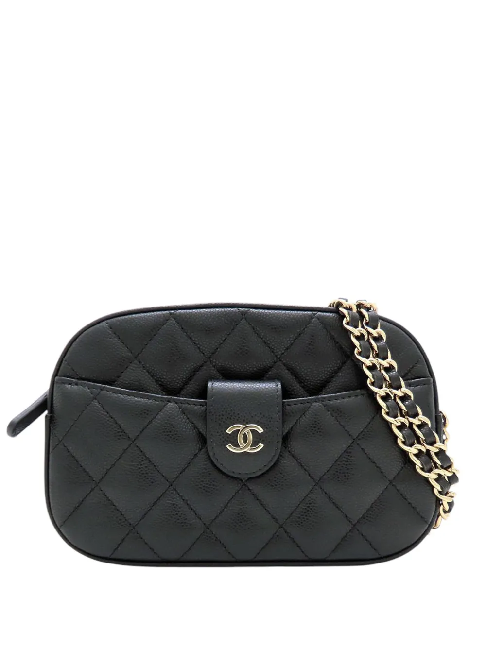 CHANEL Pre-Owned Borsa a tracolla CC in pelle Caviar trapuntata 2021-2026 - Nero