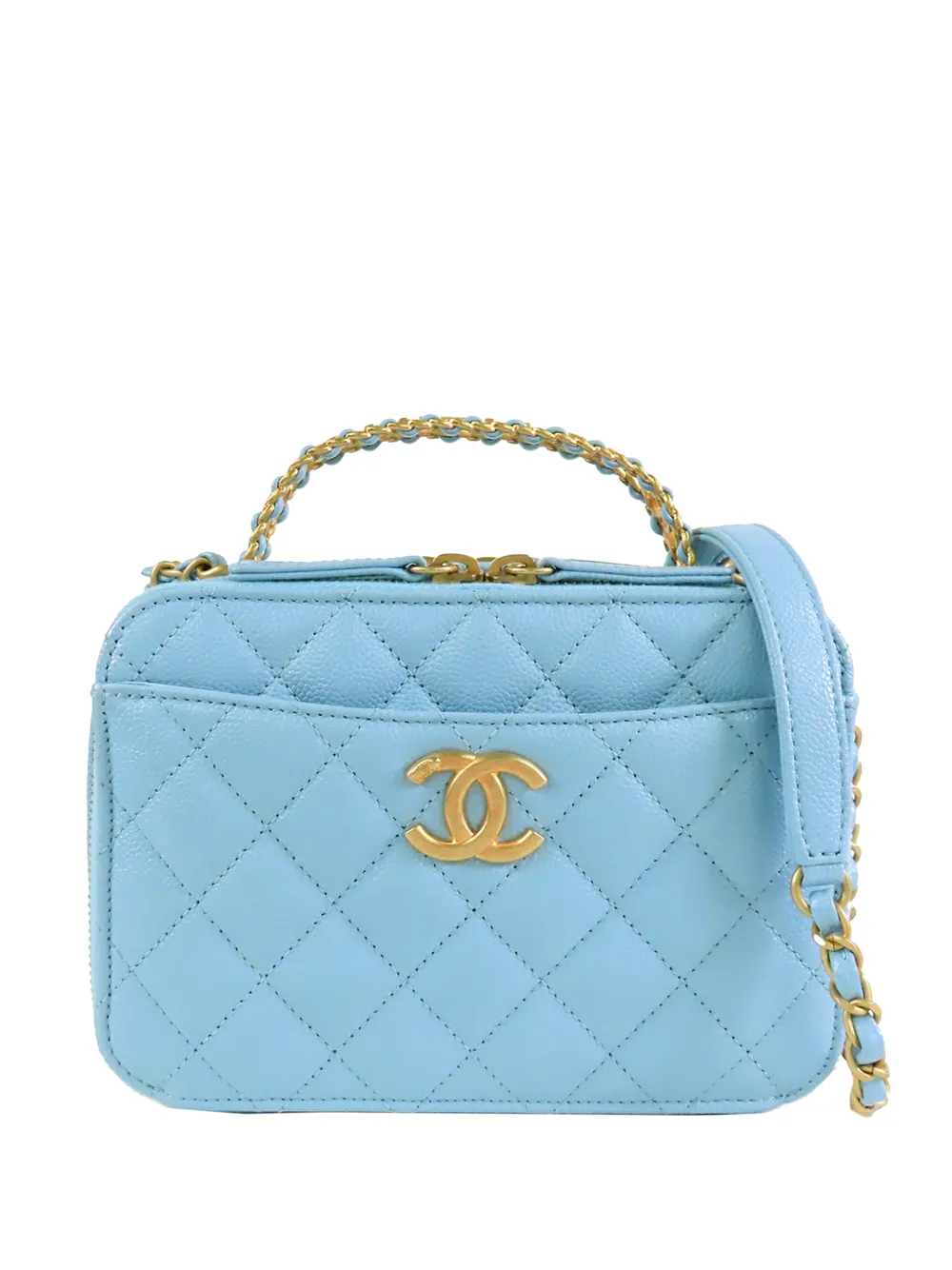 CHANEL Pre-Owned 2021-2026 kleine Pick Me Up Kosmetiktasche aus Kaviarleder - Blau