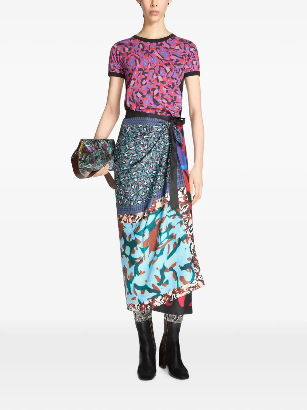 DRIES VAN NOTEN Fluwelen clutch met plooien Blauw