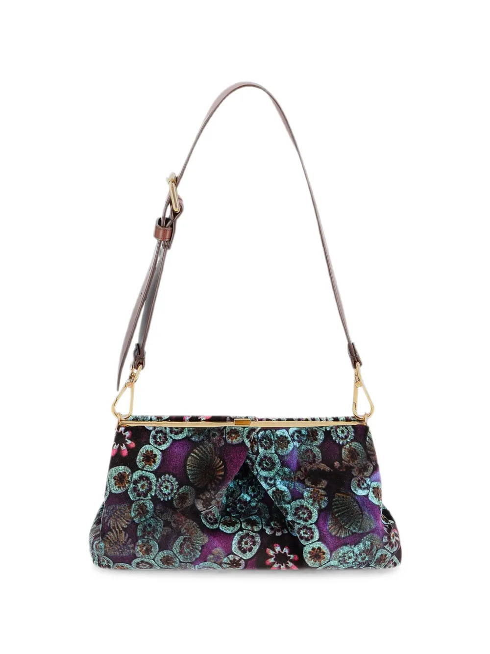 DRIES VAN NOTEN pleated velvet clutch - Blau