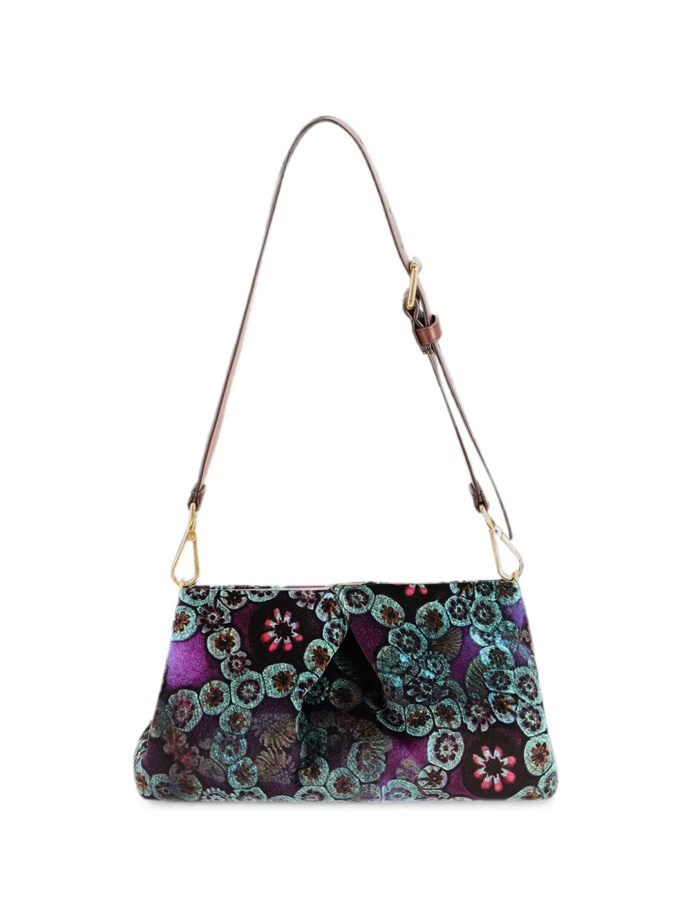 DRIES VAN NOTEN Fluwelen clutch met plooien Blauw