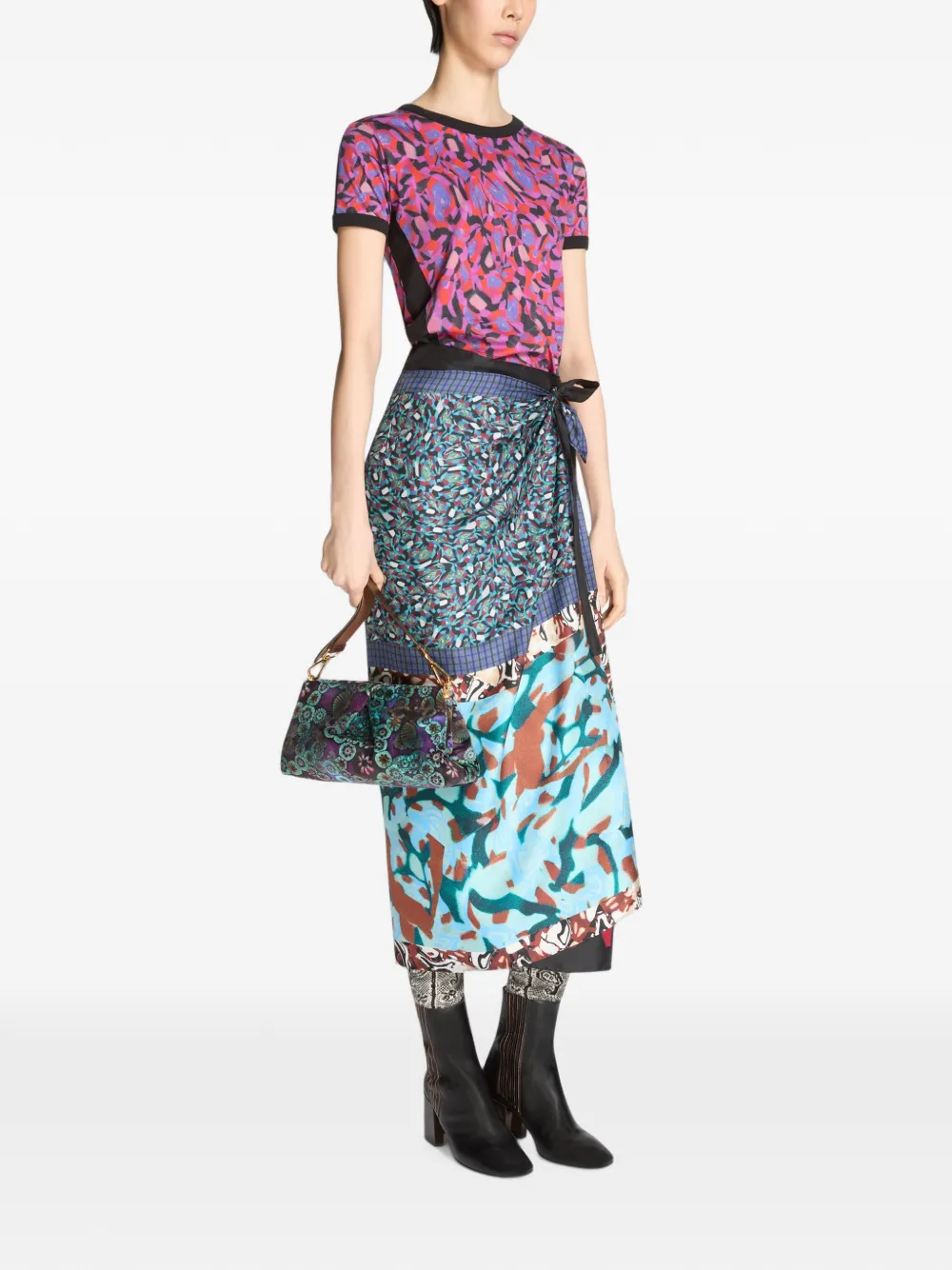 DRIES VAN NOTEN Fluwelen clutch met plooien Blauw