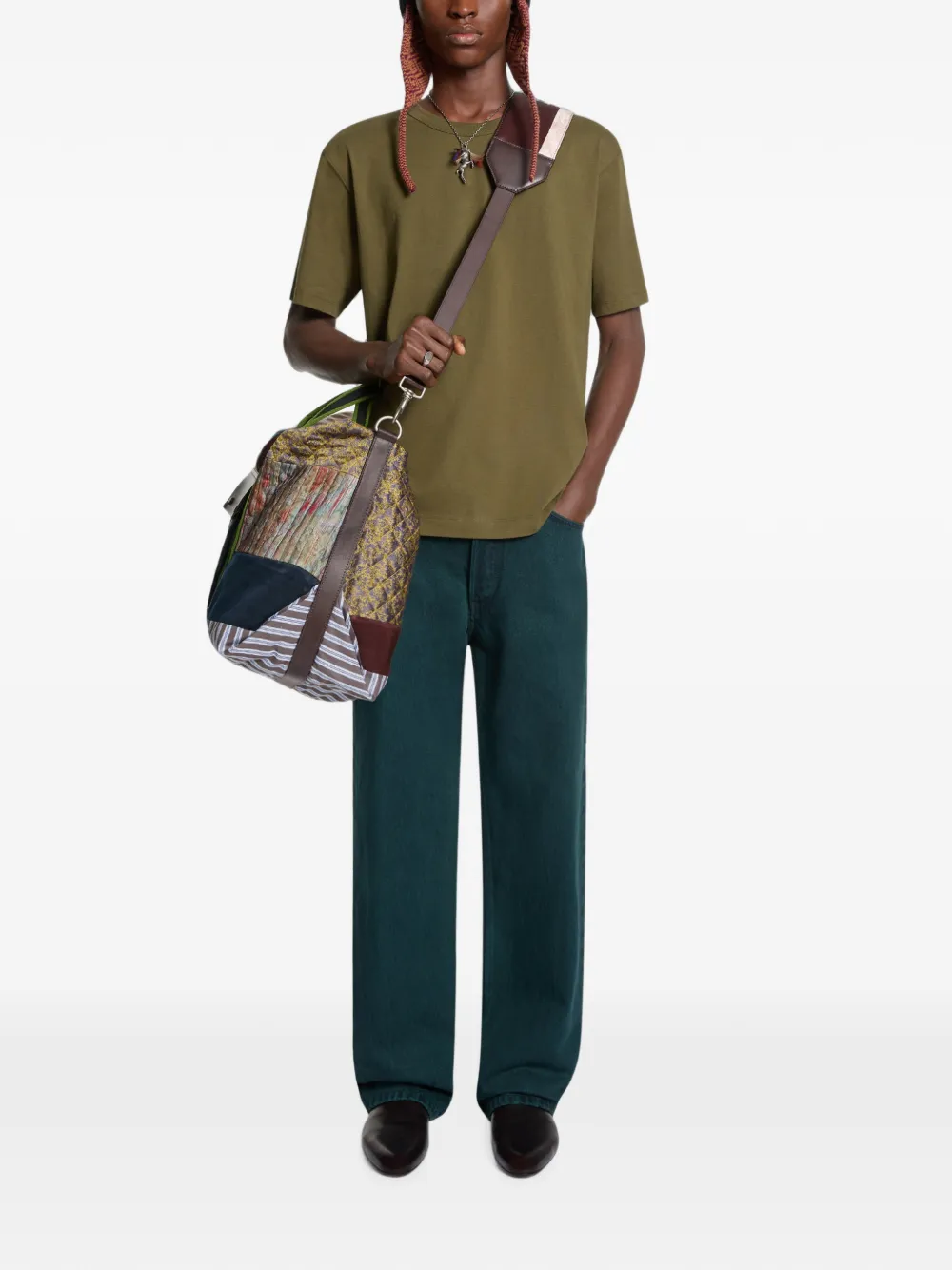 DRIES VAN NOTEN Regular-fit Cotton T-shirt in Green, view 2