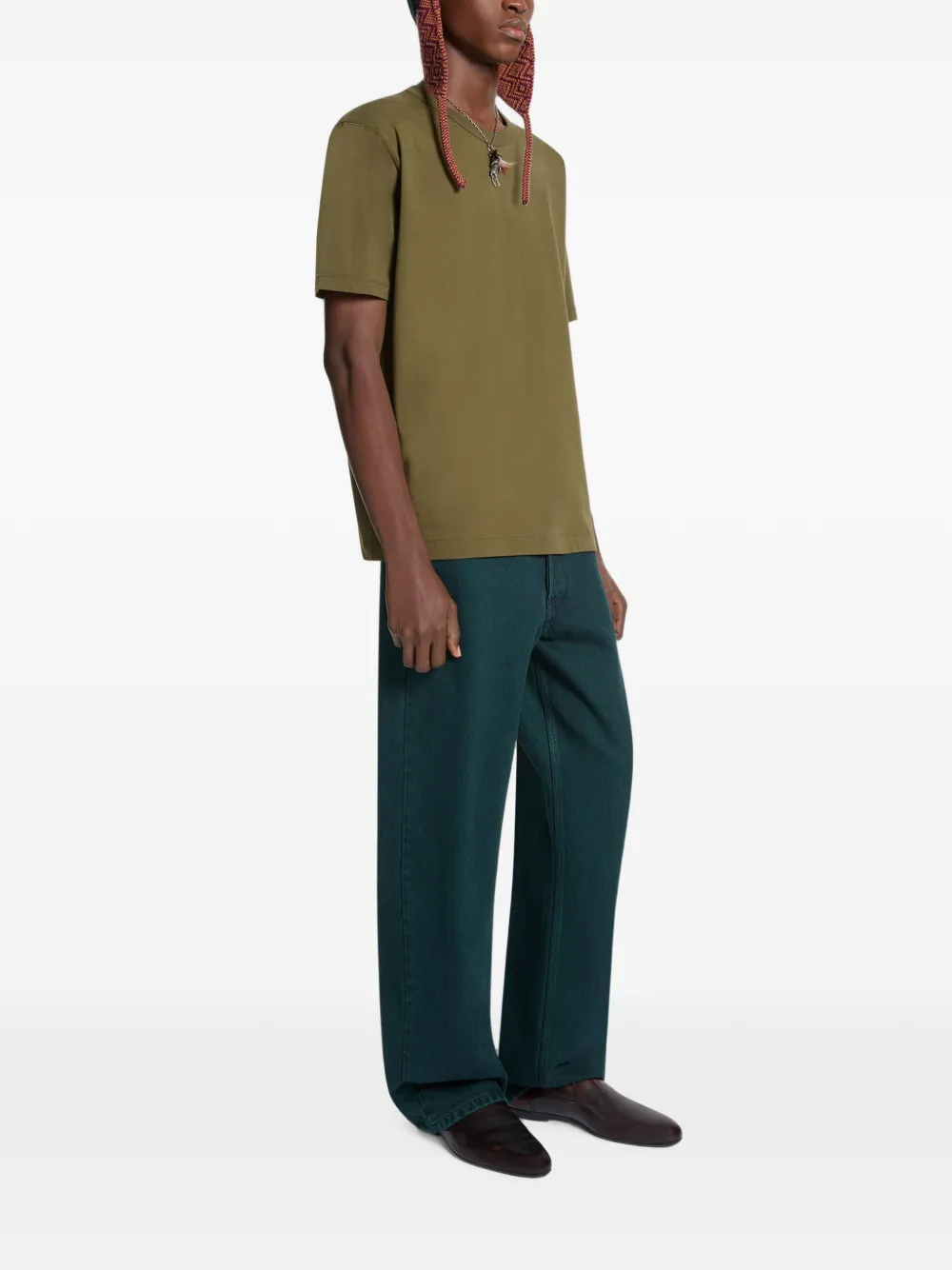 DRIES VAN NOTEN Regular-fit Cotton T-shirt in Green, view 3