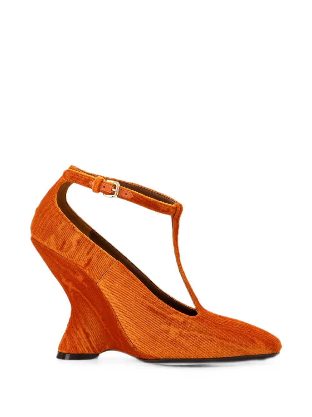 DRIES VAN NOTEN velvet wedge pumps - Orange