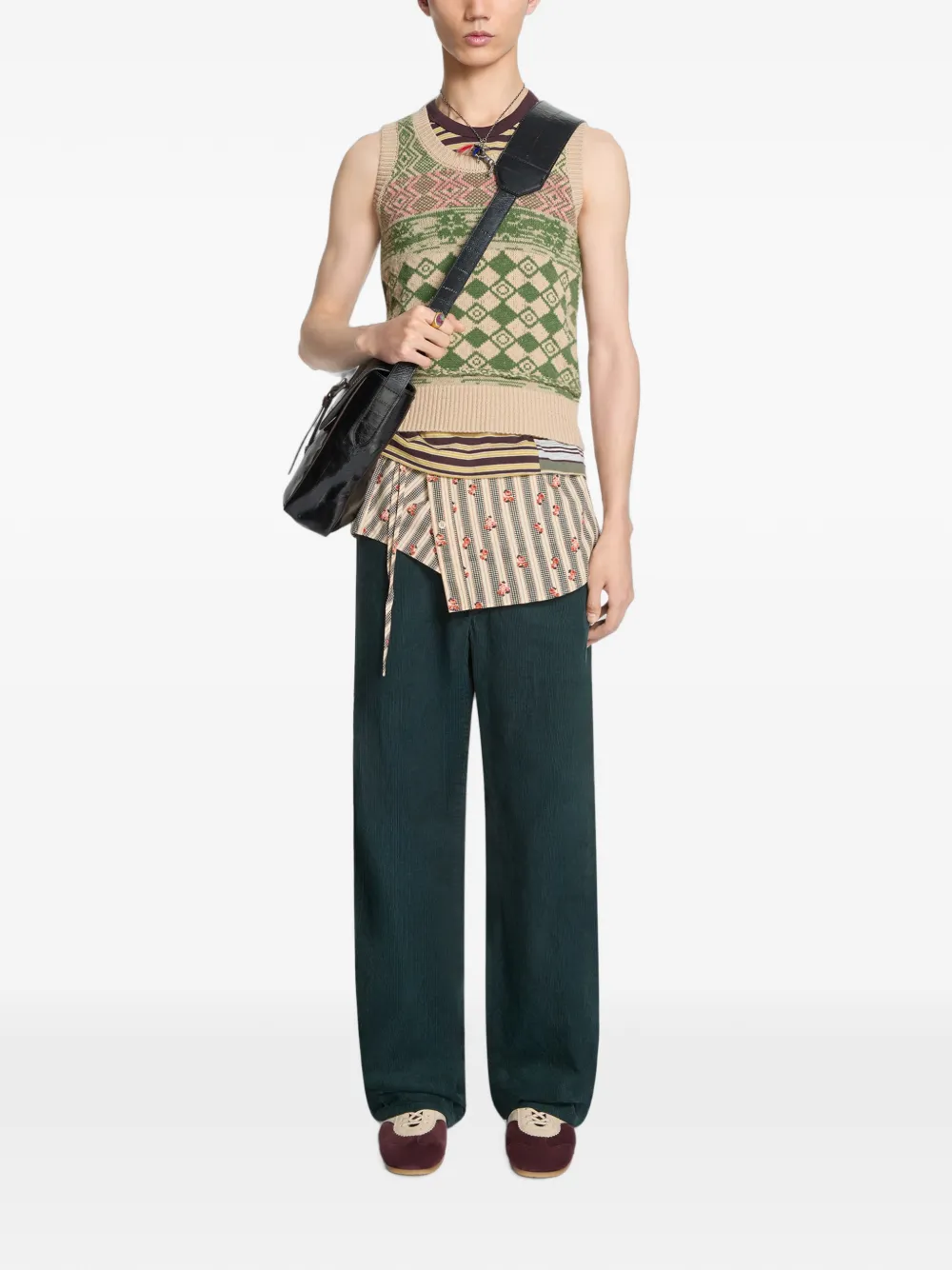 DRIES VAN NOTEN Wollen trui met jacquard Beige