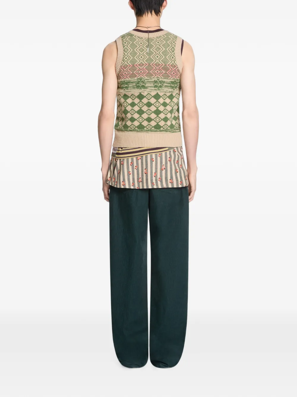 DRIES VAN NOTEN Wollen trui met jacquard Beige