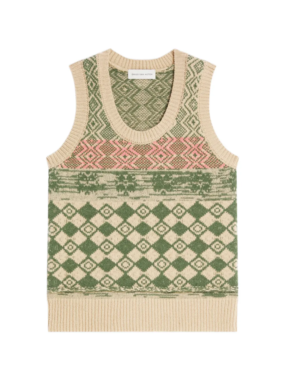 DRIES VAN NOTEN Jacquardpullover aus Wolle - Nude