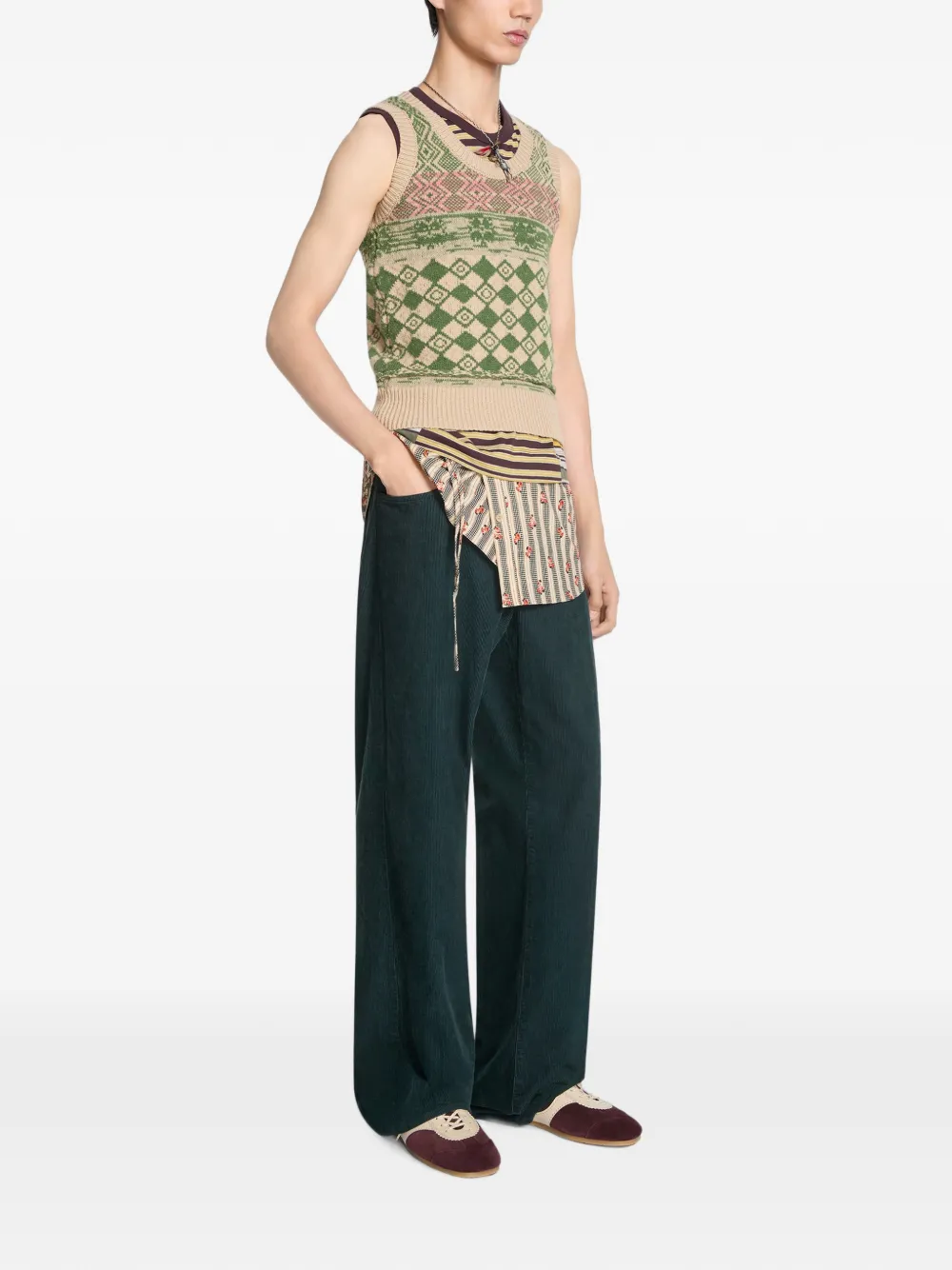 DRIES VAN NOTEN Wollen trui met jacquard Beige
