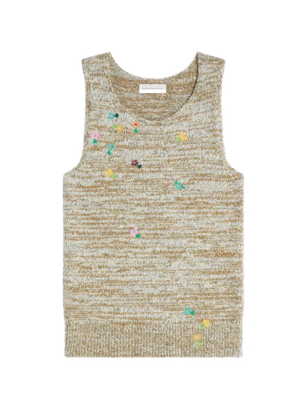 Dries Van Noten Embroidered Wool Sweater in Grey