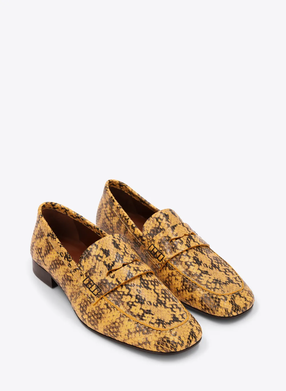 DRIES VAN NOTEN Leren penny loafers Geel