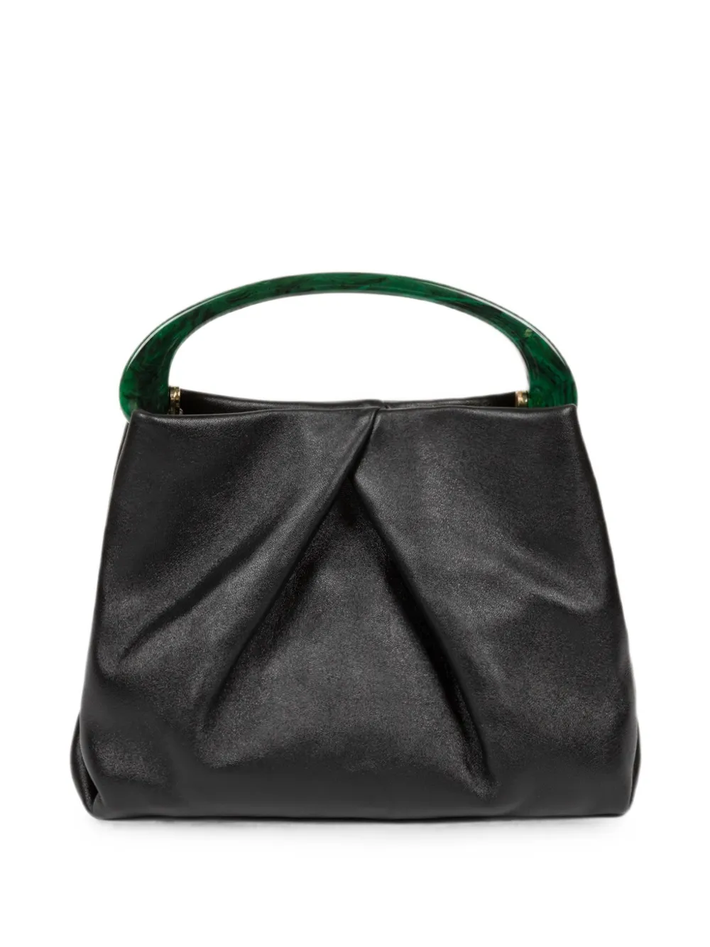 Dries Van Noten Small Pleated Leather Bag in Black, view 2
