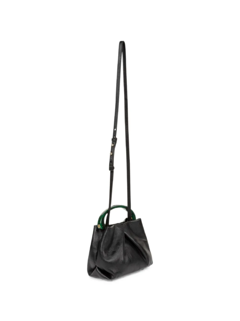 Dries Van Noten Small Pleated Leather Bag in Black, view 3