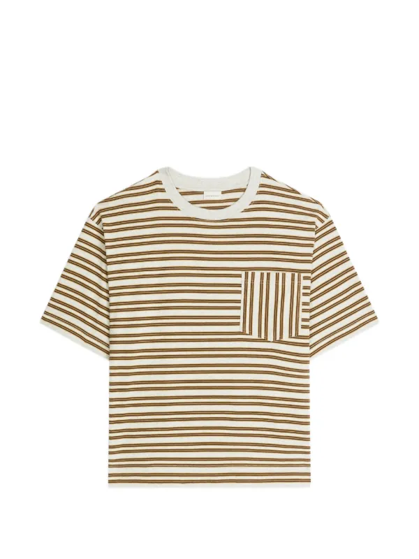 Dries Van Noten Striped Cotton T-shirt in Grey